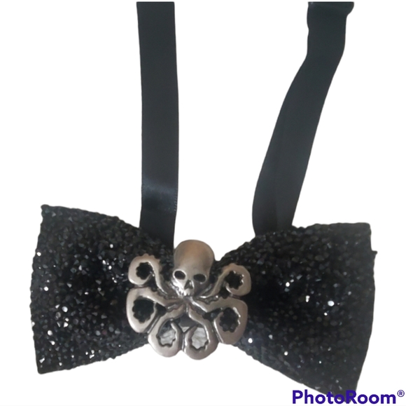 Steampunk octopus mens rhinestones bowtie wedding Halloween black bling groom - Picture 9 of 16